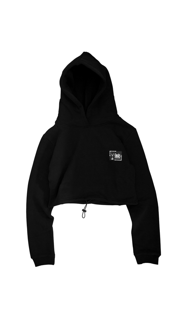Vino Veritas  Crop Hoodie Black