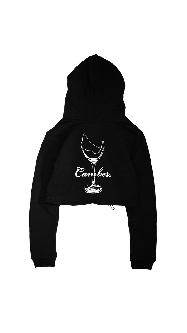 Vino Veritas  Crop Hoodie Black